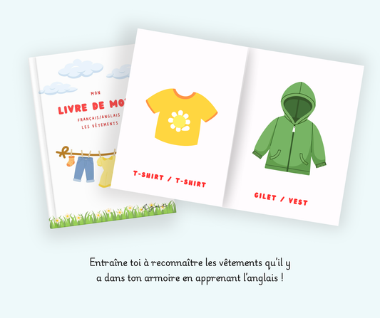 Livre de mots français/anglais - Les vêtements