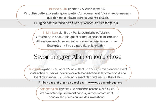 Fiches de Dhikr & Invocations