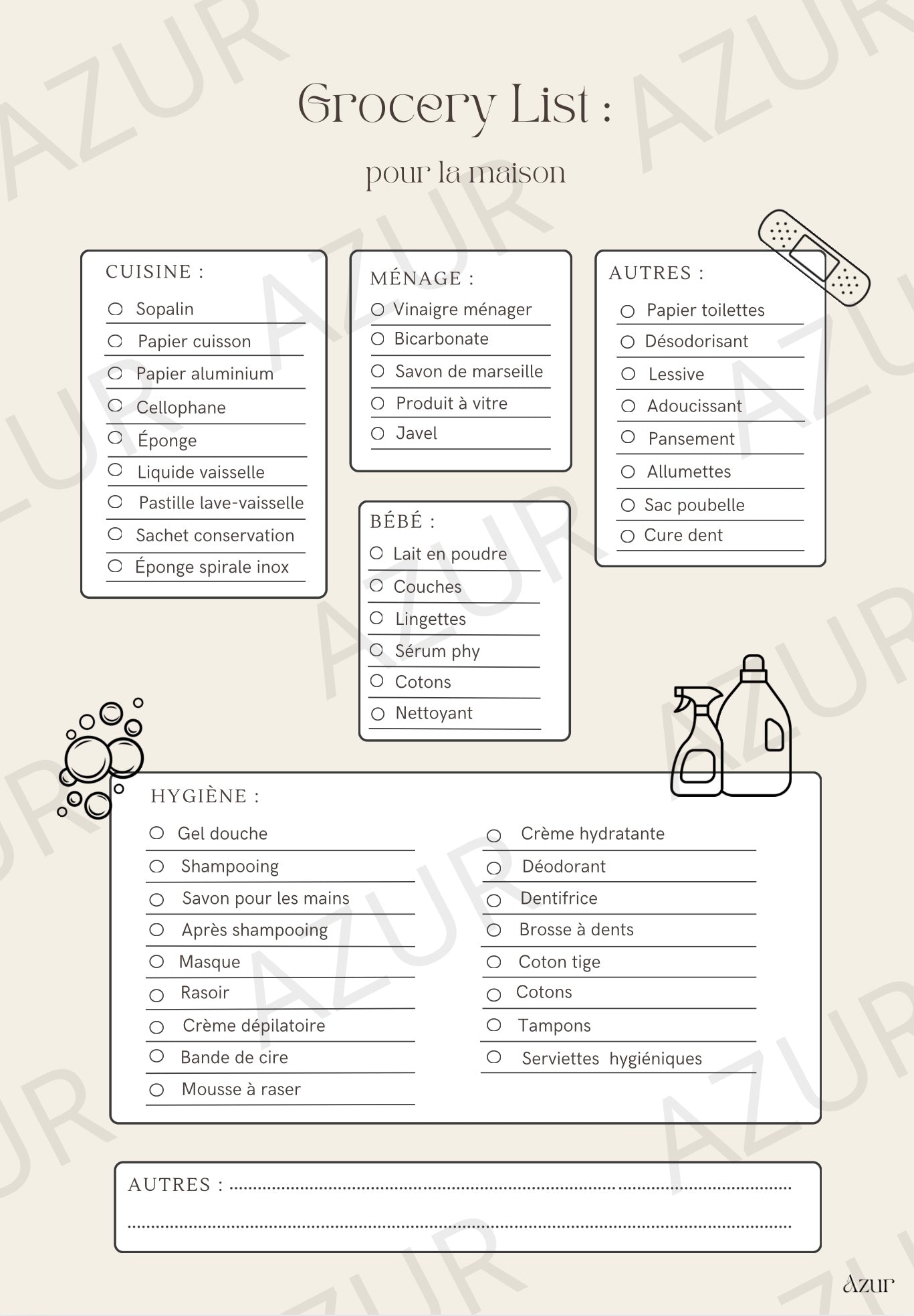 Grocery List - Liste de course