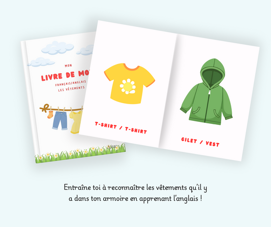 Livre de mots français/anglais - Les vêtements