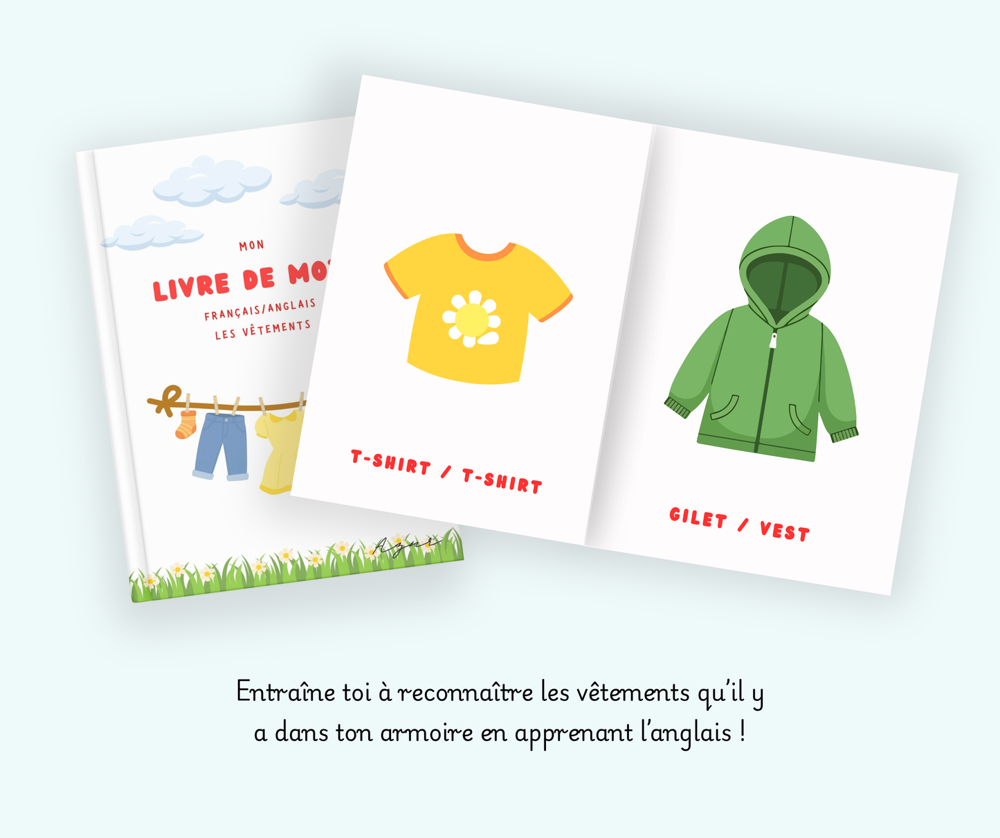 Livre de mots français/anglais - Les vêtements