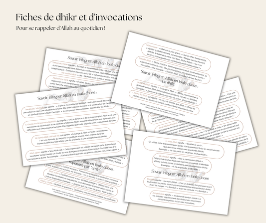Fiches de Dhikr & Invocations