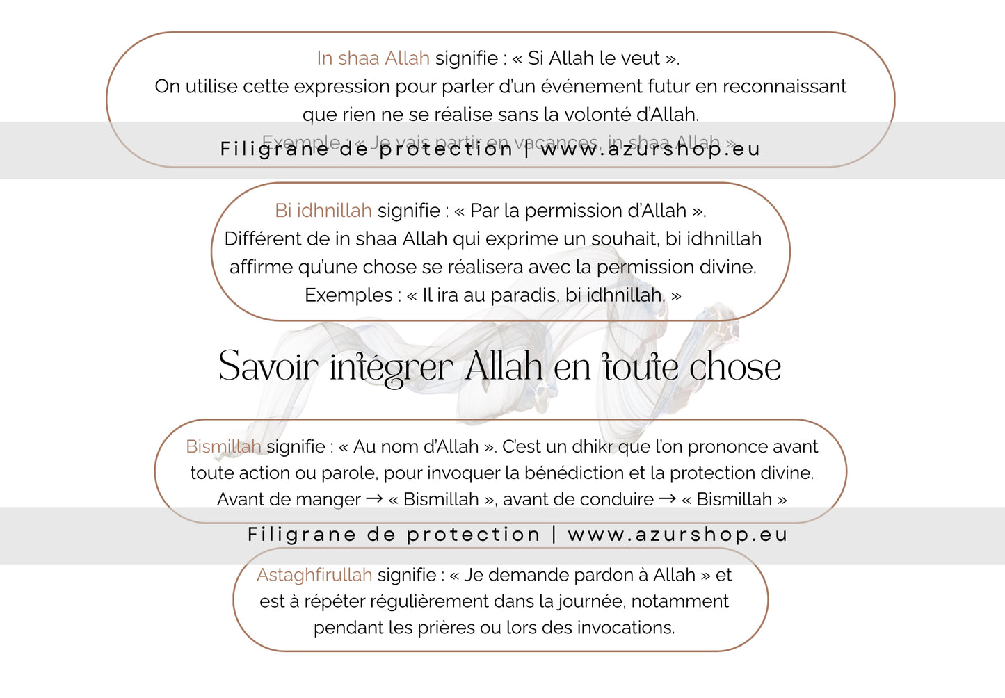 Fiches de Dhikr & Invocations