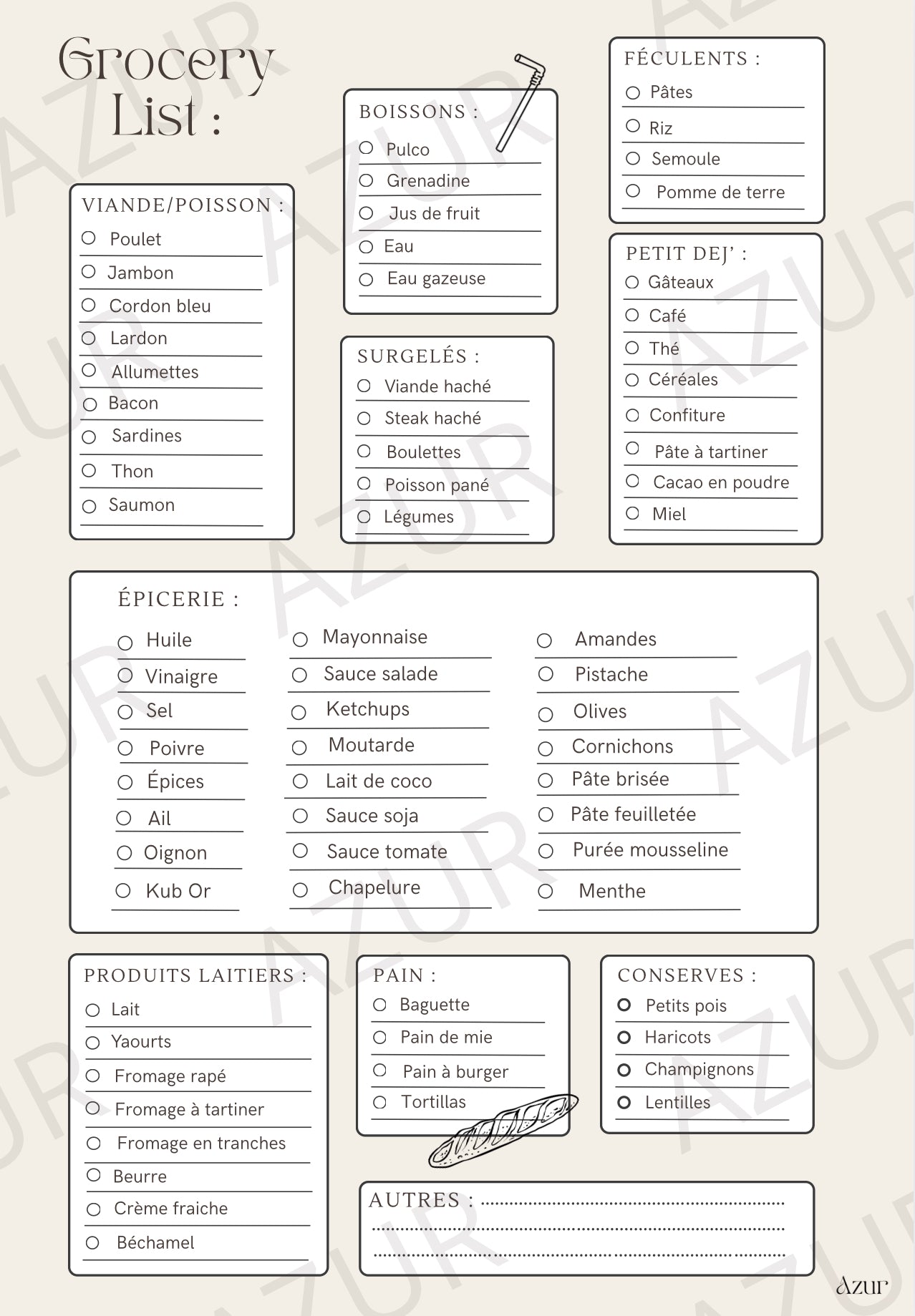 Grocery List - Liste de course