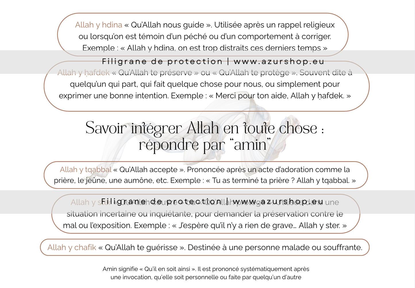 Fiches de Dhikr & Invocations